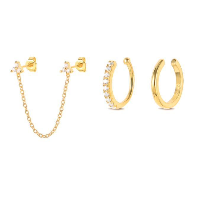 Link Chain Stud Earrings Set